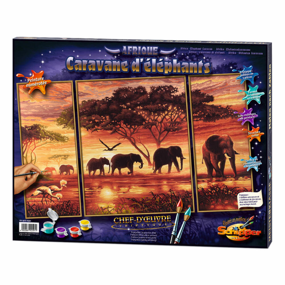 Schipper Painting by Numbers, Elephant Caravan, Drawing, Decoration, Cardboard, 41 cm, 609260455