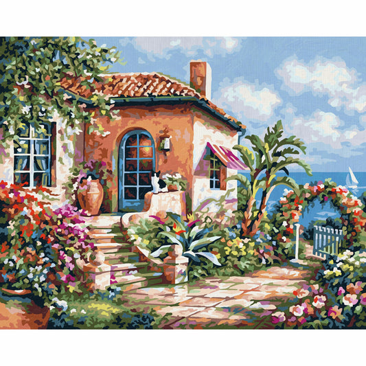 Schipper Malen nach Zahlen Ferienhaus am Meer , Meisterklasse Klassiker, Malvorlage, Wandbild, 24 x 30 cm, 609240795
