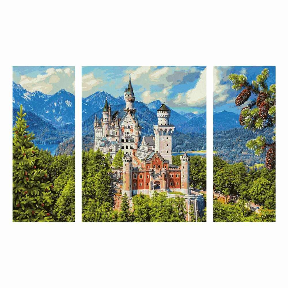 Schipper Malen nach Zahlen Schloss Neuschwanstein, Meisterklasse Triptychon, Malvorlage, Wandbild, 50 x 80 cm, 609260837