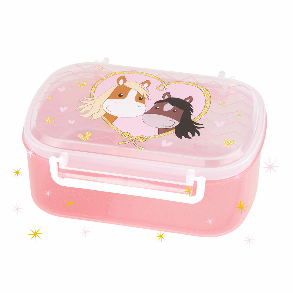 sigikid Pony Love lunch box, bread box, sandwich box, snack box, children, plastic, 17 x 11 cm, pink, 25270