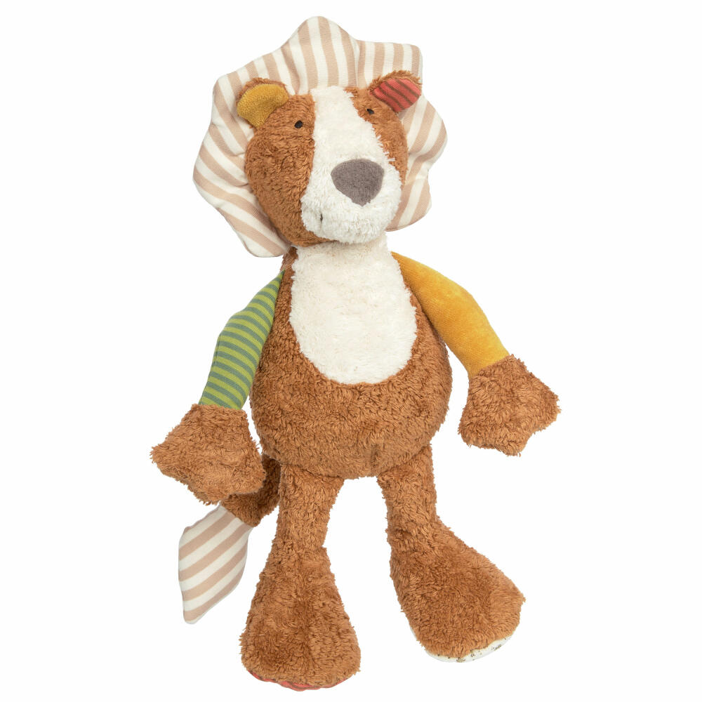 sigikid Patchwork Lion, Green Collection, Soft Toy, Plush Toy, Cuddly Toy, Cuddly Animal, Brown / White / Beige, 39554