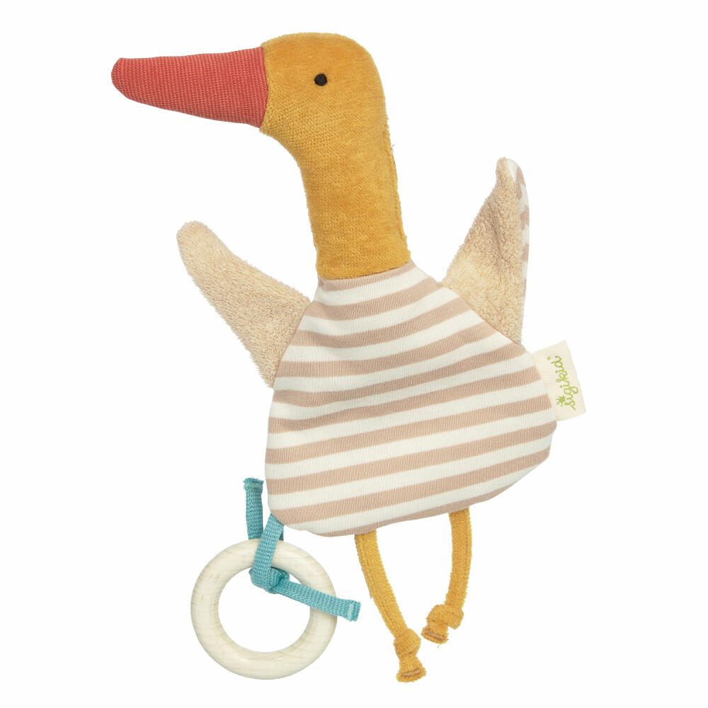 sigikid Knistertuch Ente, Green Collection, Knistergreifling, Greifling, Schmusetuch, Greifspielzeug, Spielzeug, Baby, Gelb / Beige / Orange, 39577