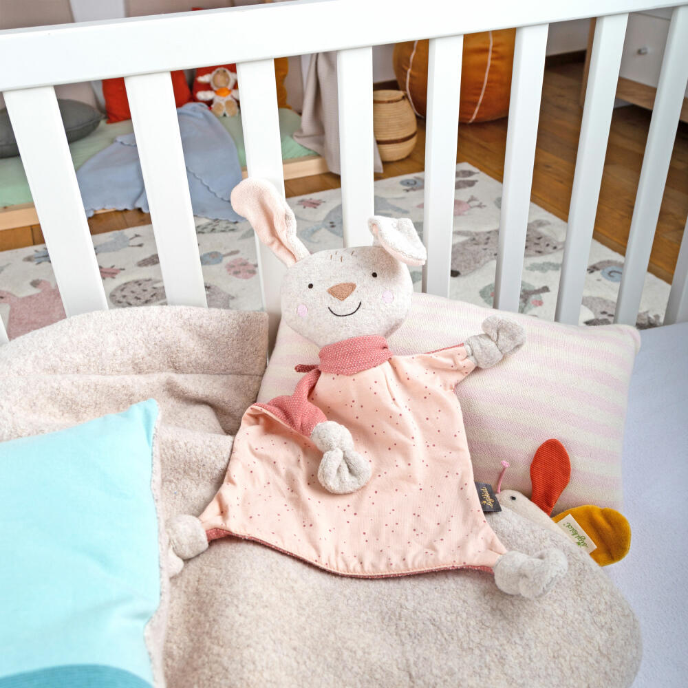 sigikid snuffle cloth rabbit vanilla, security cloth, cuddly cloth, baby cloth, cotton, pink, 39772