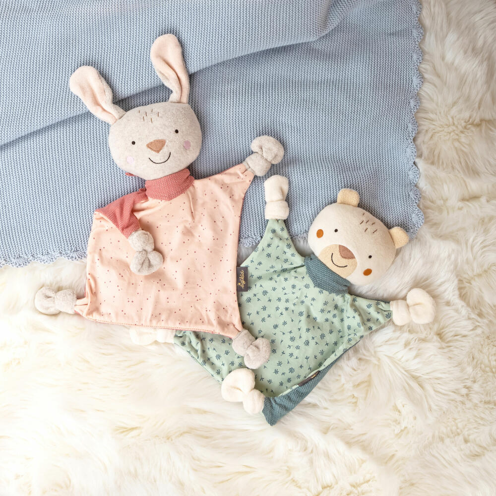 sigikid snuffle cloth rabbit vanilla, security cloth, cuddly cloth, baby cloth, cotton, pink, 39772