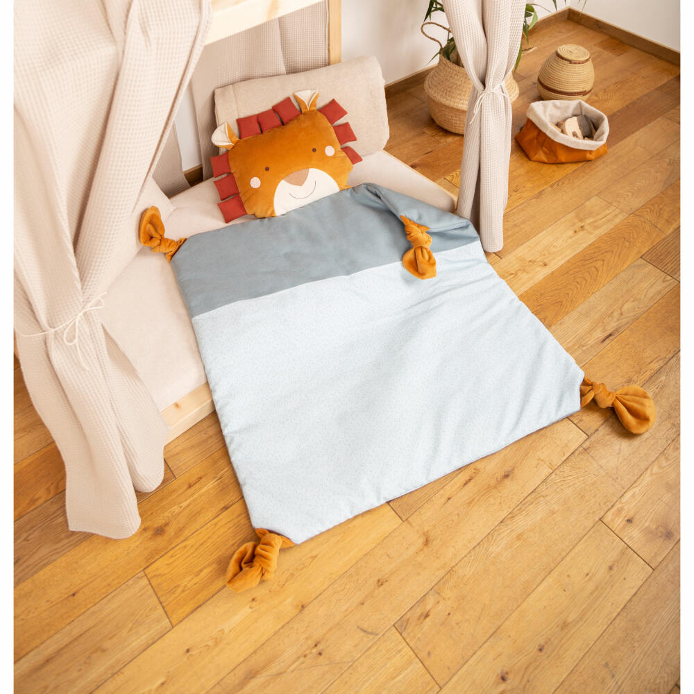 sigikid crawling blanket lion vanilla, play blanket, baby blanket, children's blanket, blanket, baby, cotton, blue, 90 x 116 cm, 39786