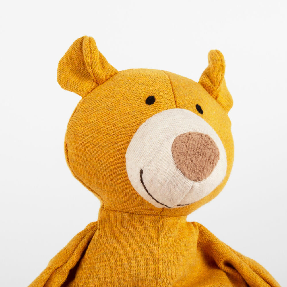 sigikid jersey cloth bear Tiny Tissues, comfort blanket, cuddly blanket, cotton, yellow, 26 cm, 39823