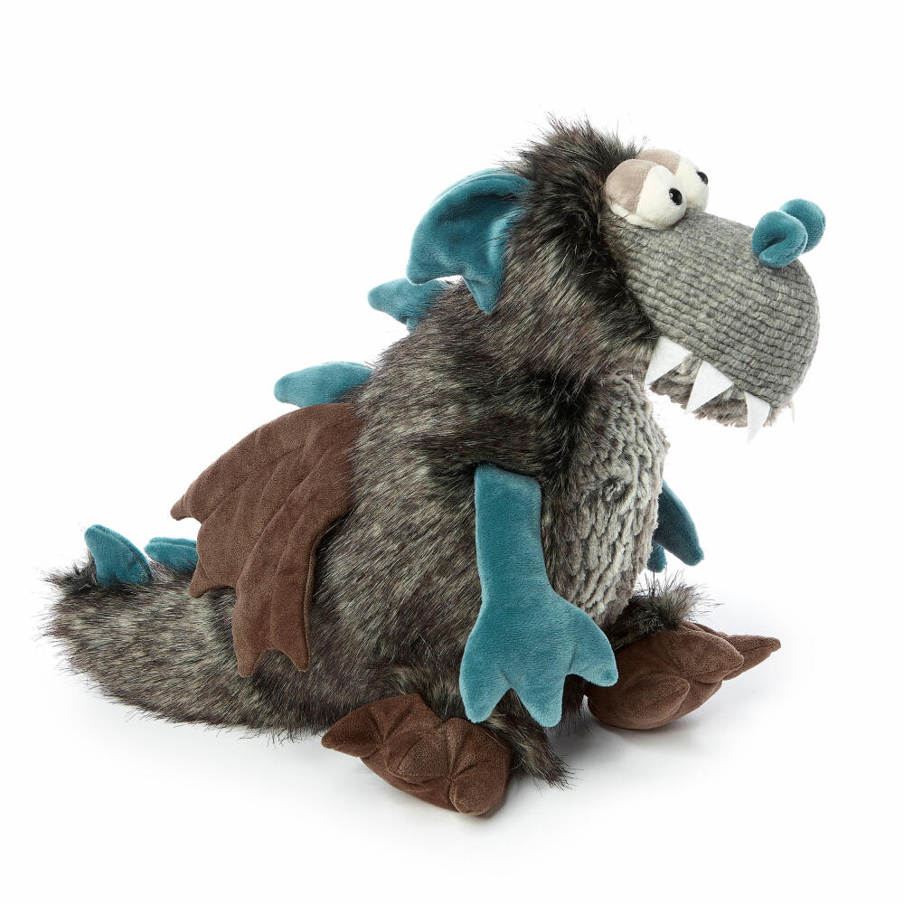 sigikid BEASTS Kuscheltier Drache Middle Age, Plüschtier, Schmusetier, Kuschel Tier, Grau / Petrol, 42807