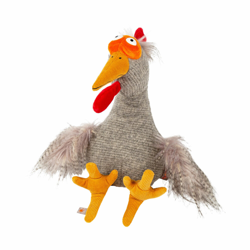 sigikid Chilling Chicken Kikeriki, soft toy, stuffed toy, cuddly toy, grey, 35 cm, 42984
