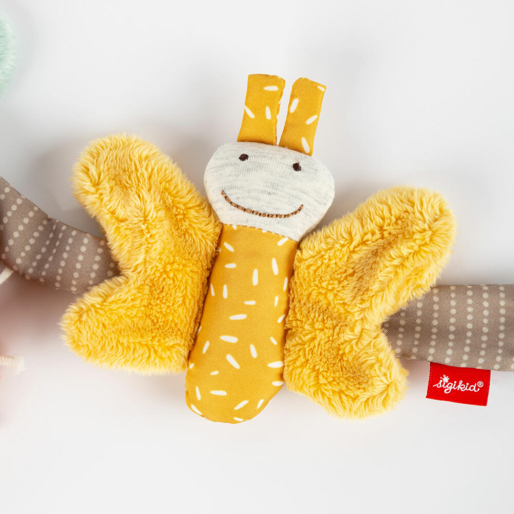 sigikid PlayQ Wagenkette Schmetterling Yellow, Kinderwagenkette, Kette, Kinderwagen, Babyschale, Spielzeug, 43225
