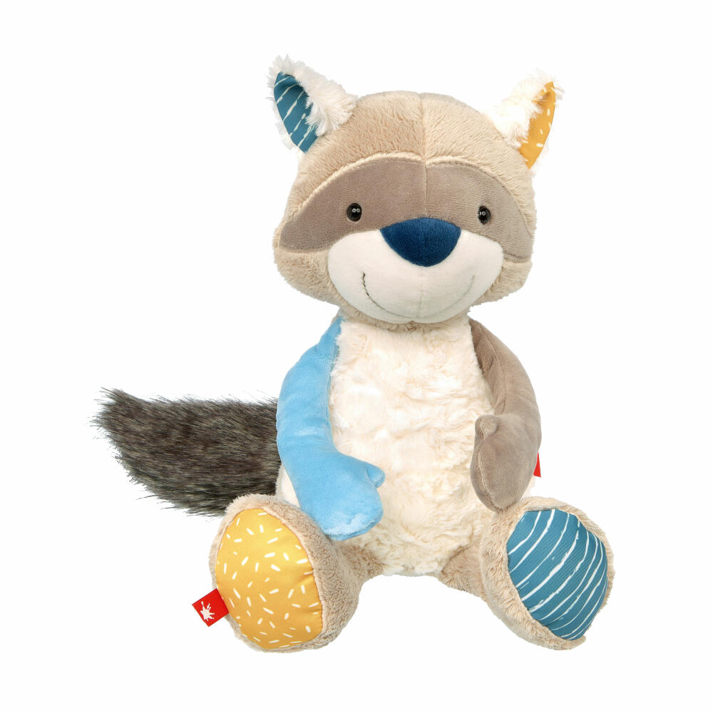 sigikid Patchwork Sweety Waschbär Yellow, Kuscheltier, Plüschtier, Schmusetier, Polyester, 34 cm, 43289