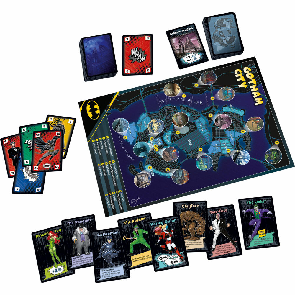 Schmidt Spiele Batman Chaos in Gotham City, card game, trick-taking game, family game, ages 8 and up, 49429