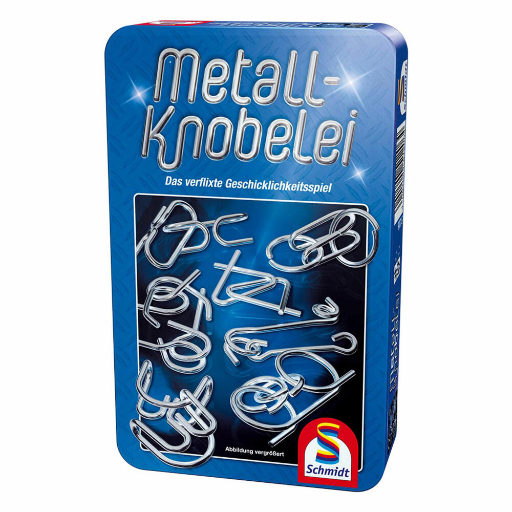 Schmidt Spiele Metall-Knobelei, Bring-Mich-Mit-Spiel in Metalldose, Brettspiel, Gesellschaftsspiel, 1 Spieler, 51206