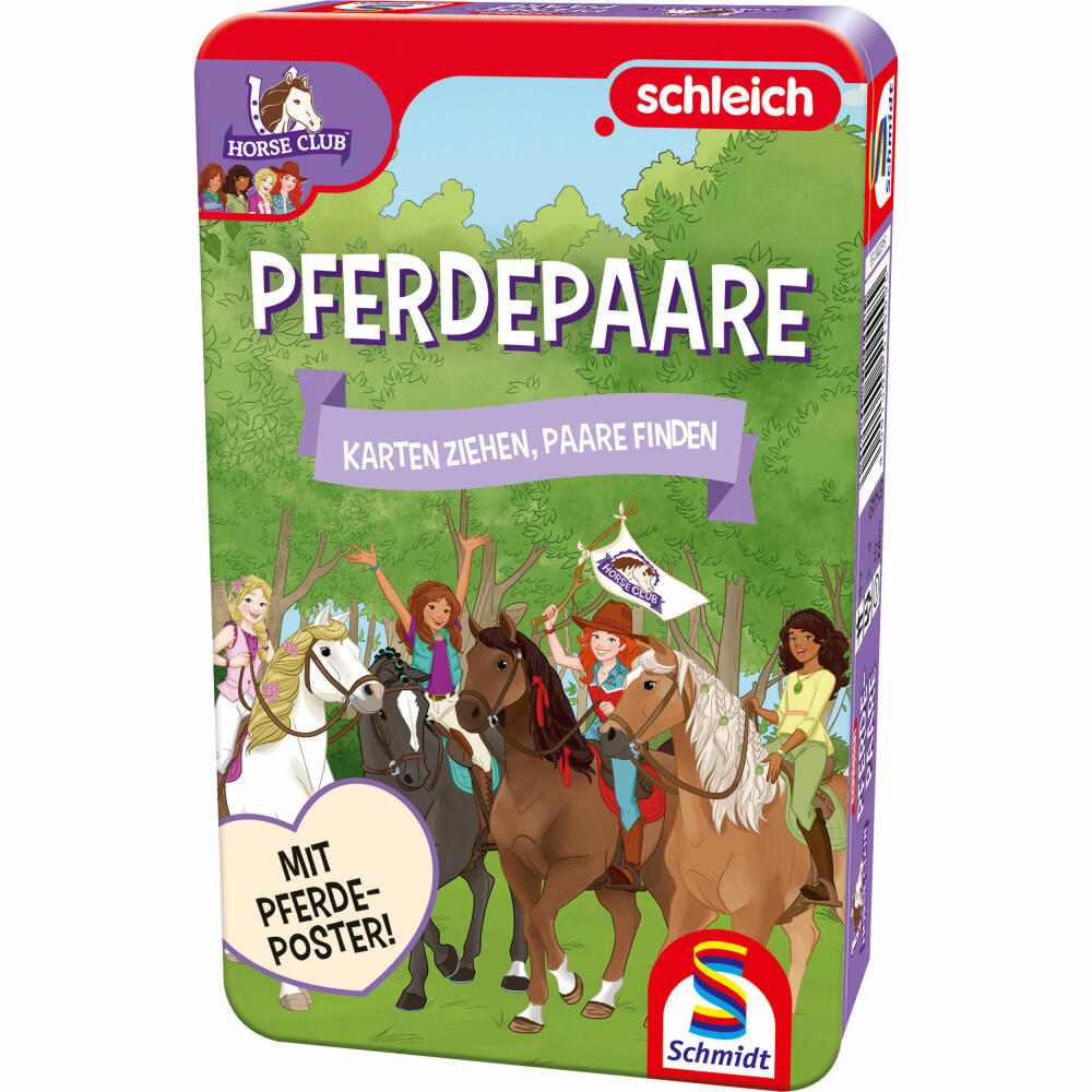 Schmidt Spiele Schleich horse pairs, bring-me-along game, children's game, card game, children's game, cards, 51449