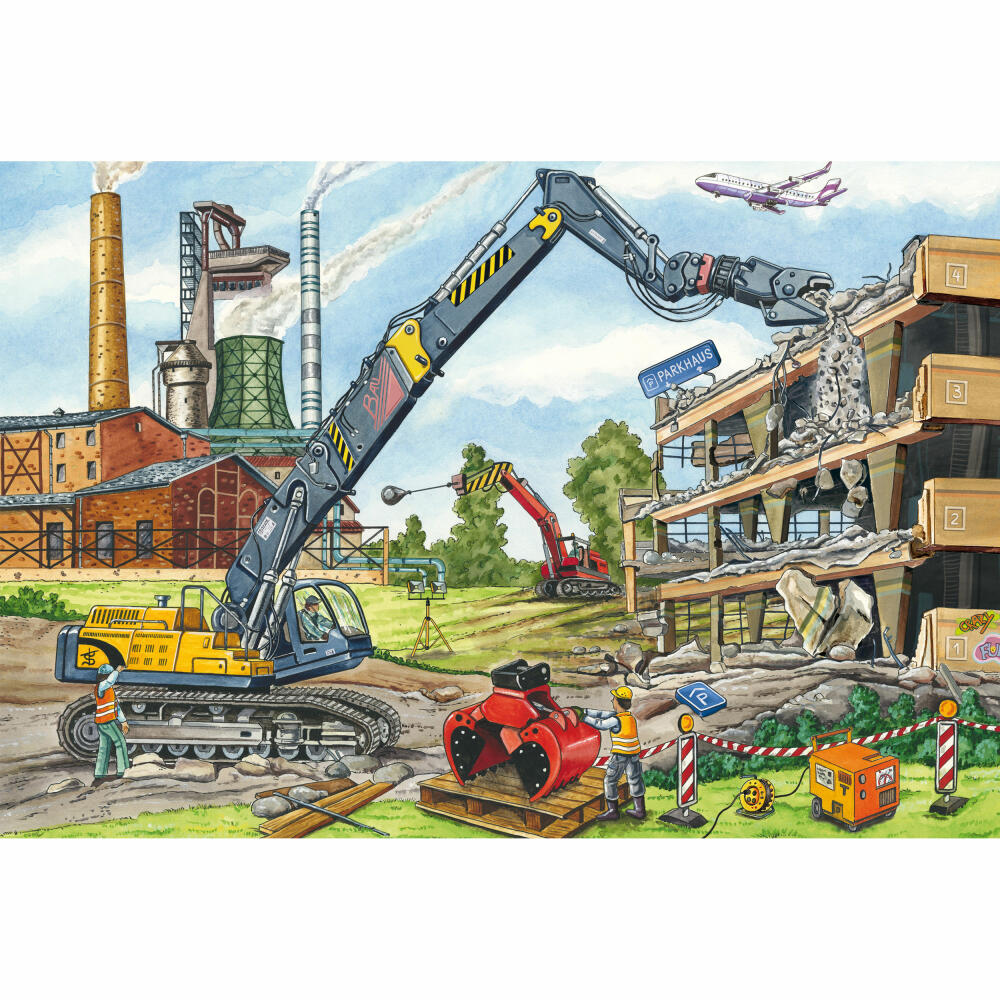 Schmidt Spiele Puzzle Meine liebsten Baustellenfahrzeuge, Kinderpuzzle, Puzzle, 3 x 48 Teile, 56520