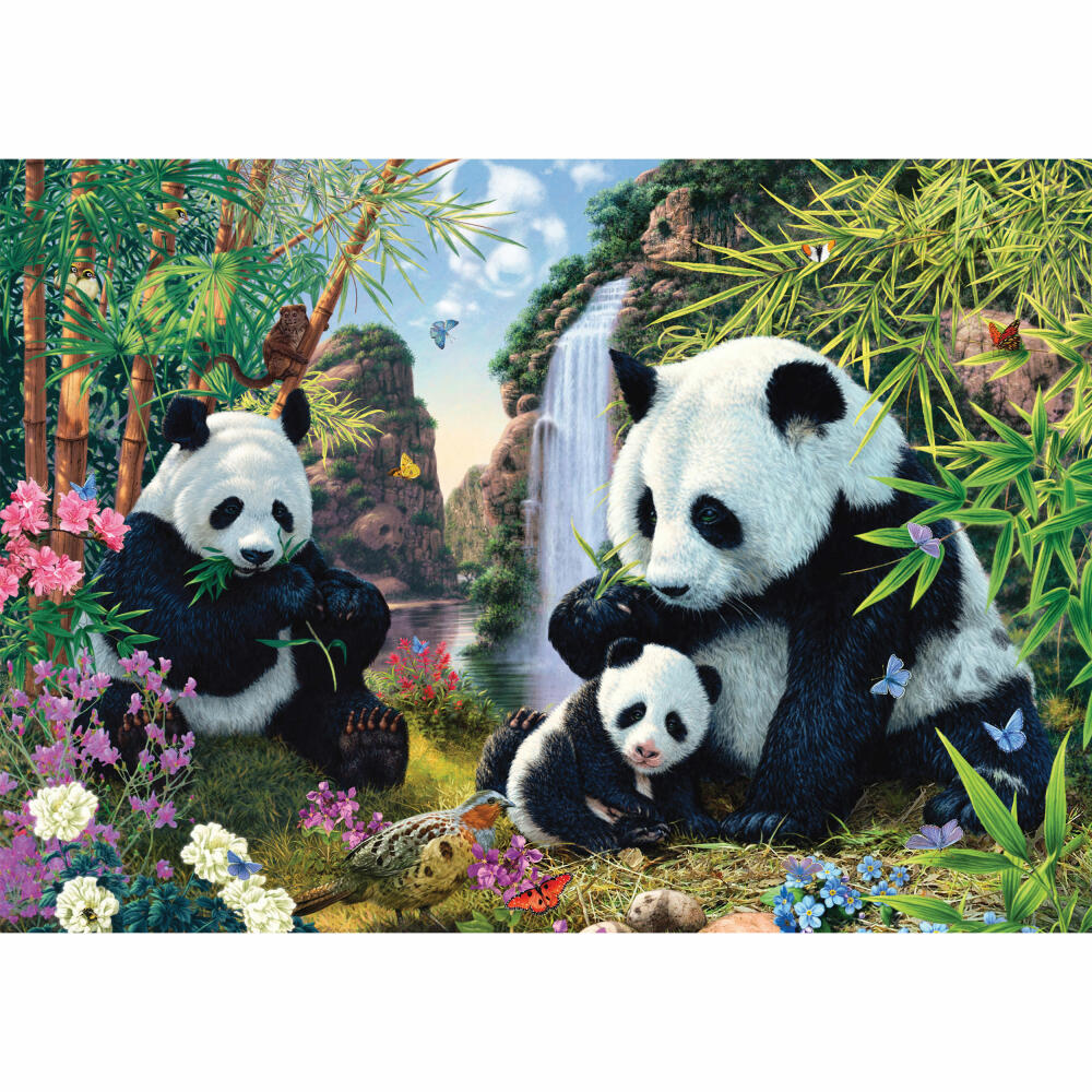 Schmidt Spiele Puzzle Pandafamilie am Wasserfall, Erwachsenenpuzzle, Premium, 500 Teile, 57380