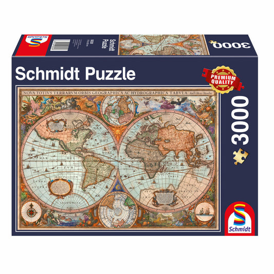 Schmidt Spiele Antike Weltkarte, 3000 Teile, Erwachsenenpuzzle, Puzzle, Steckpuzzle, 58328