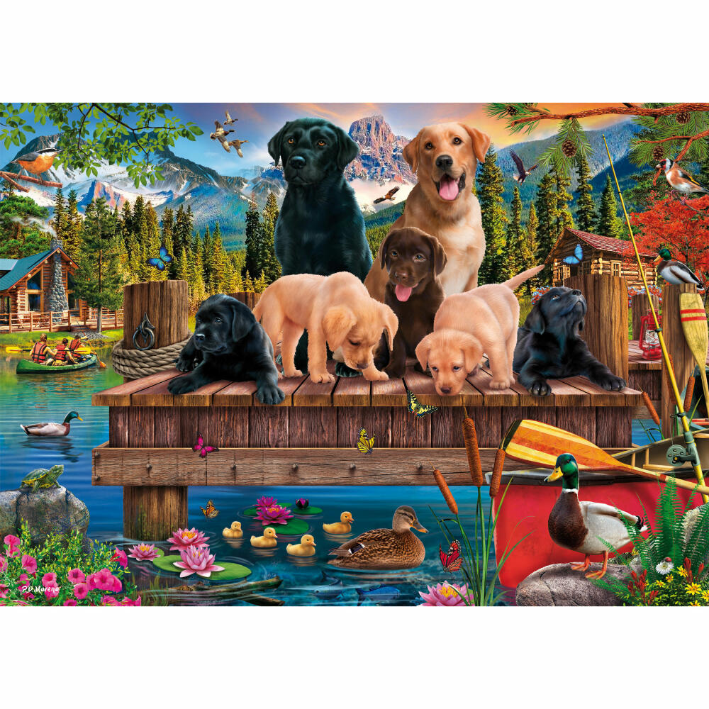 Schmidt Spiele Puzzle Hundefamilie am See, Standard, Erwachsenenpuzzle, 1000 Teile, 59778
