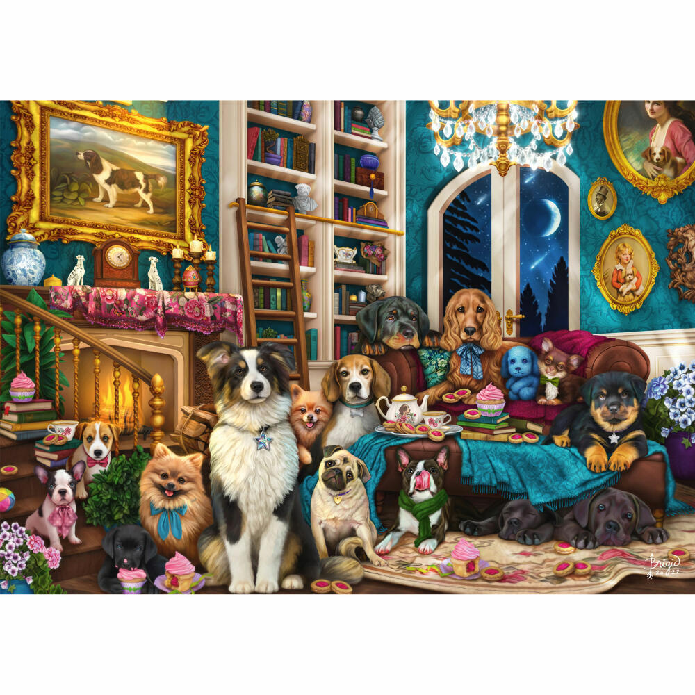 Schmidt Spiele Puzzle Party in der Bibliothek, Brigid Ashwood, Erwachsenenpuzzle, Premium, 1000 Teile, 59988