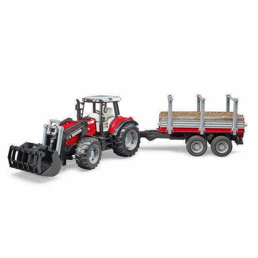 Bruder Forstwirtschaft Massey Ferguson 7480, mit Frontlader und Anhänger, Modellfahrzeug, Modell Fahrzeug, Spielzeug, 02046