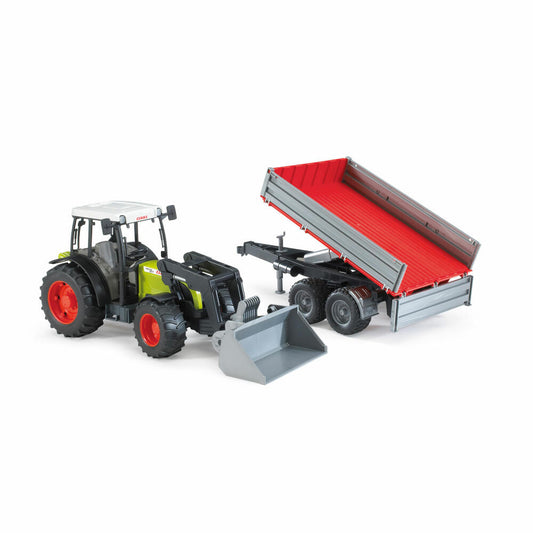 Bruder Landwirtschaft Claas Nectis 267 F, mit Frontlader und Bordwandanhänger, Traktor, Modellfahrzeug, Modell Fahrzeug, Spielzeug, 02112