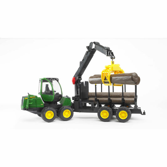 Bruder Forstwirtschaft John Deere 1210E Rückezug, mit Holzgreifer und Baumstämmen, Traktor, Modellfahrzeug, Modell Fahrzeug, Spielzeug, 02133