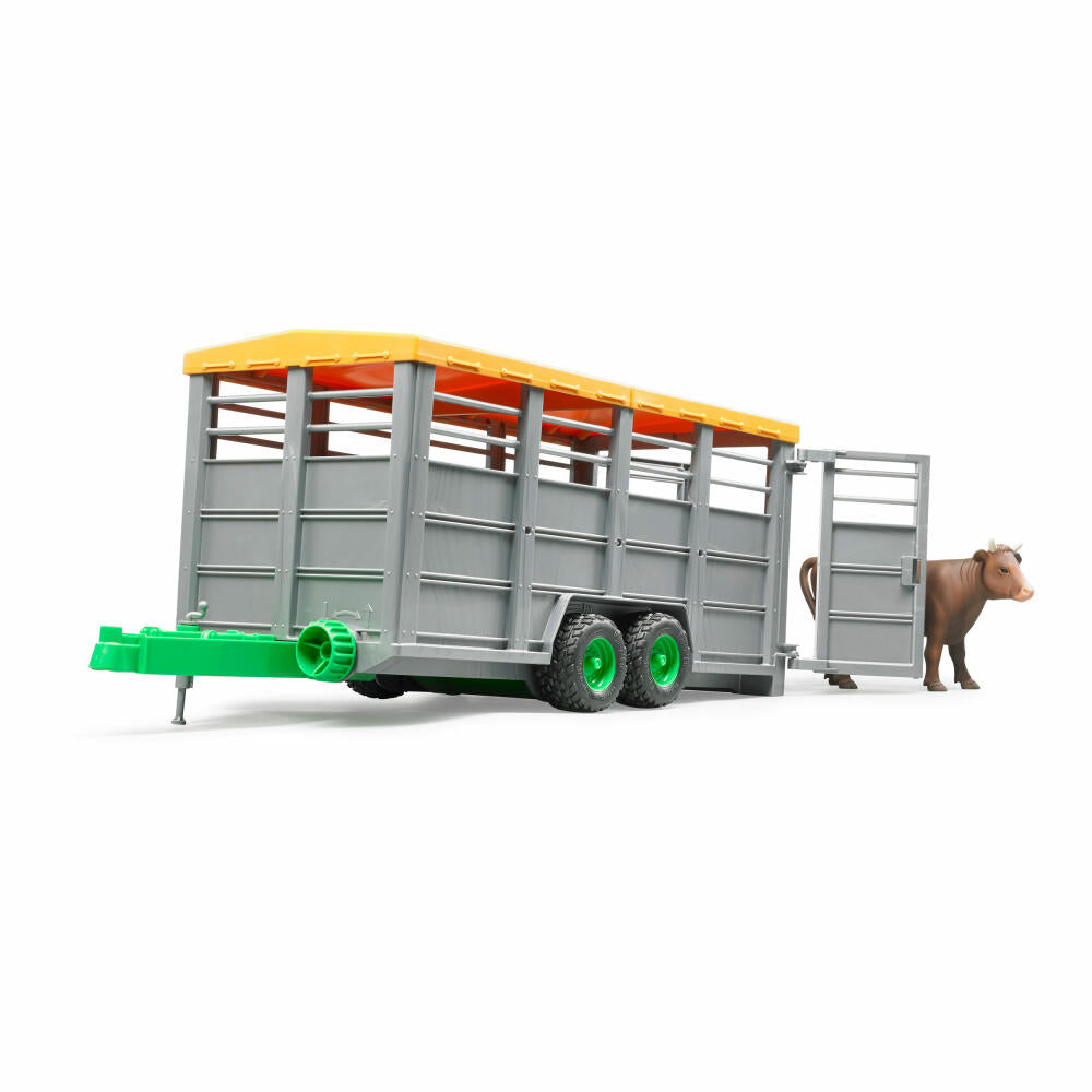 Bruder Agriculture Livestock Transport Trailer, with Cow Figure, Model Vehicle, Model Vehicle, Toy, Accessories, 02227