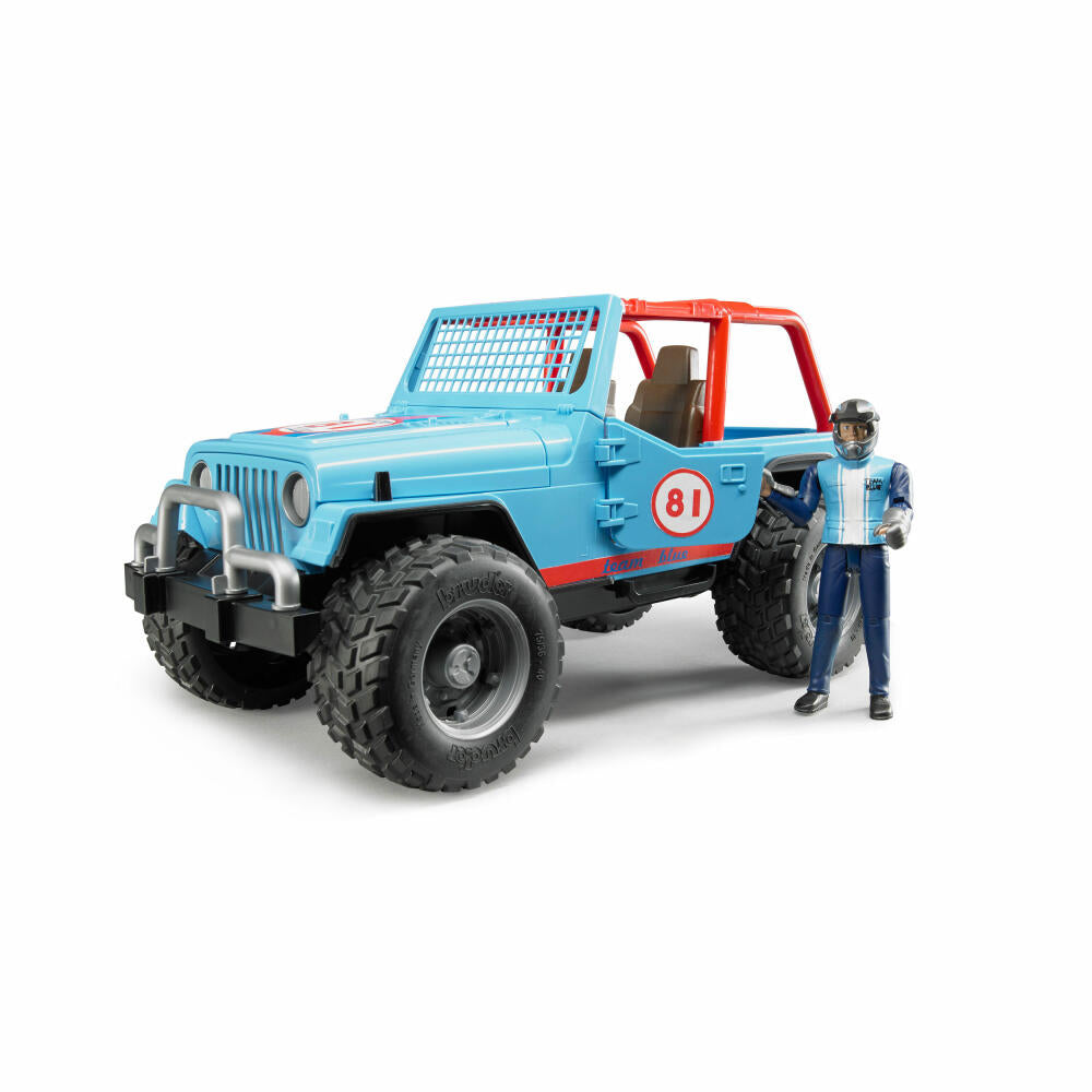 Bruder Freizeit Jeep Cross Country Racer Blau, mit Rennfahrer, Modellfahrzeug, Modell Fahrzeug, Spielzeug, 02541