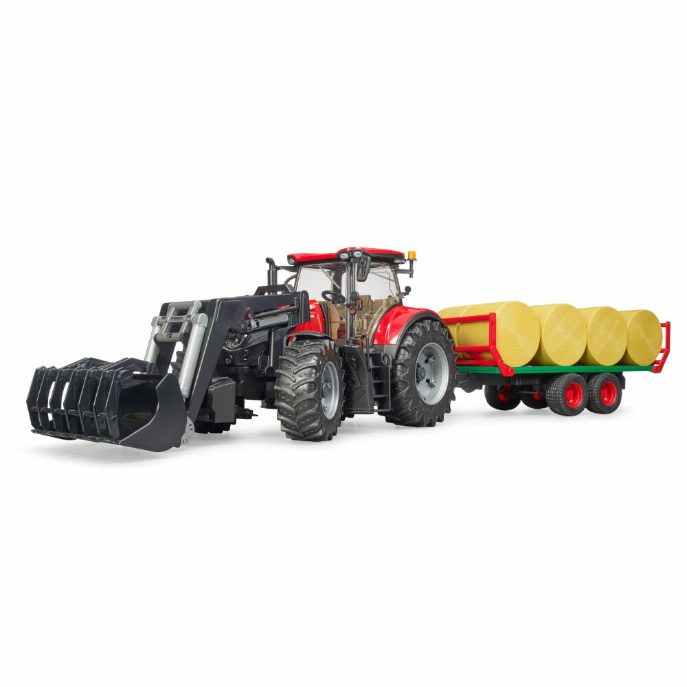 Bruder Agriculture Case IH Optum 300CVX, with front loader, bale transport trailer, model vehicle, model vehicle, toy, 03198
