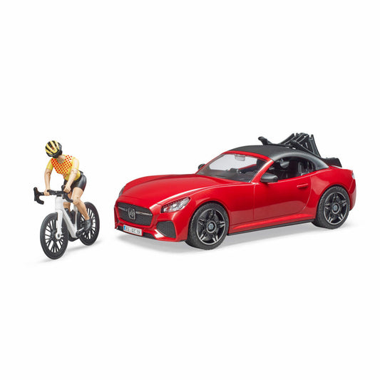 Bruder Freizeit Roadster, mit Rennrad, Fahrradfahrer, Modellauto, Modell Auto, Spielzeug, 03485