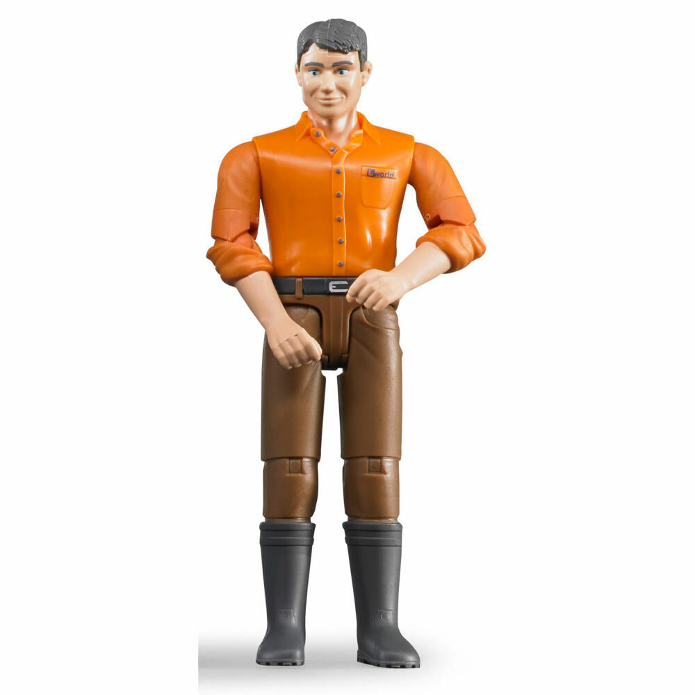 Bruder bworld Man with Light Skin Type, Brown Trousers, Toy Figure, Game Figure, Model, Toy, 60007
