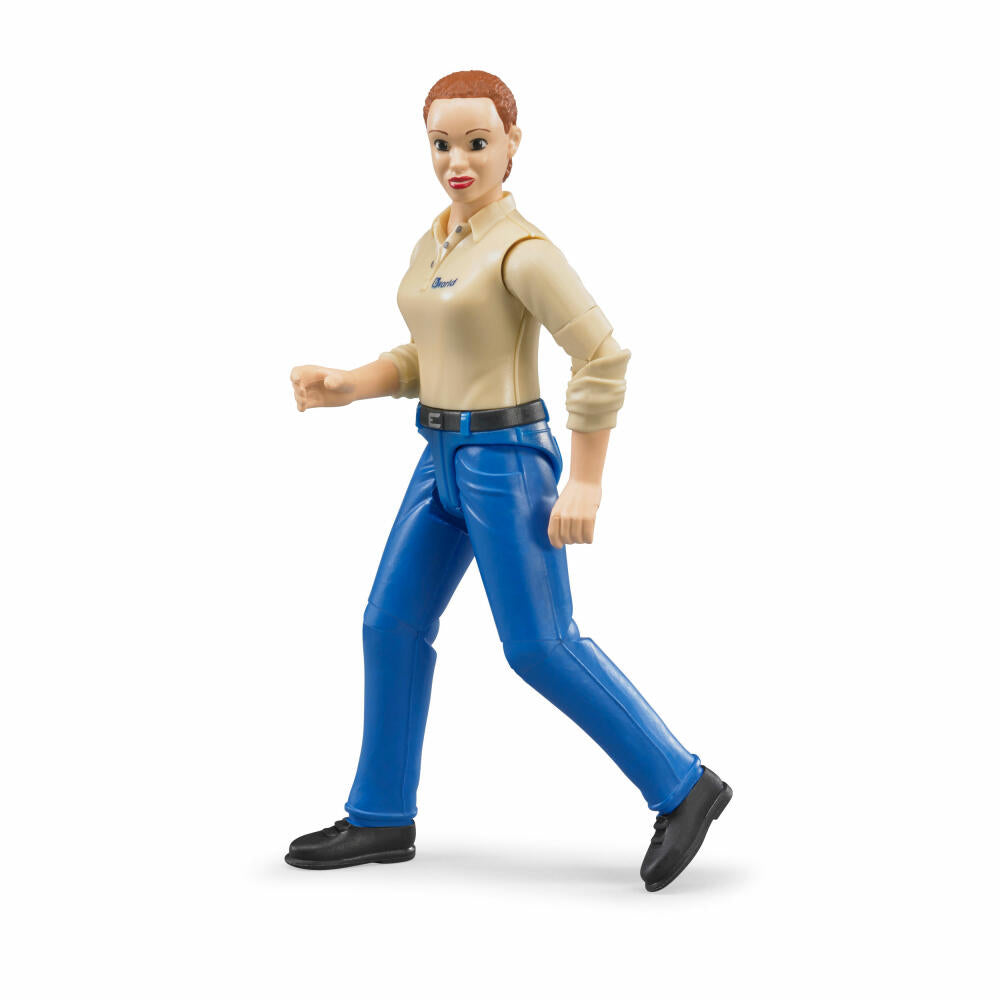 Bruder bworld Woman with Light Skin Type, Blue Pants, Toy Figure, Game Figure, Model, Toy, 60408