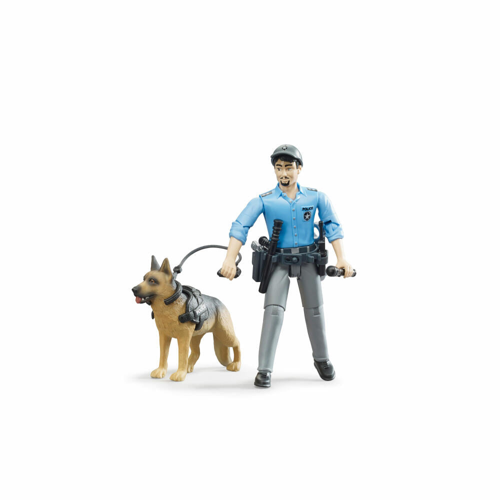 Bruder bworld Policeman with Dog, 3-piece, Police, Play Figure, Accessories, Toy, 62150