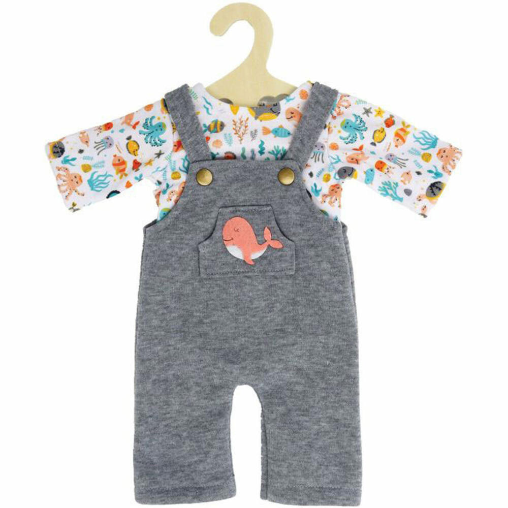 Heless doll dungarees with T-shirt whale Bobby, size 35-45 cm