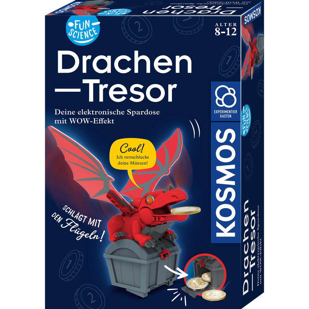 KOSMOS Fun Science Drachen-Tesor, Experimentierkasten, Spardose, Baukasten, ab 8 Jahren, 621360
