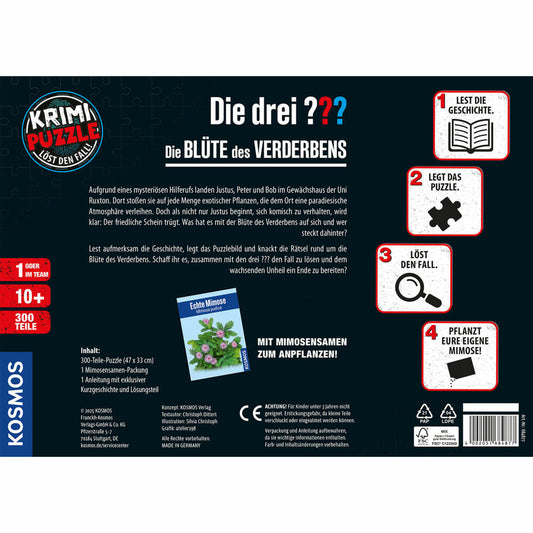 KOSMOS Krimipuzzle Die drei ??? Die Blüte des Verderbens, Krimi Puzzle, Rätsel, Spiel, Kinder, ab 8 Jahren, 684877