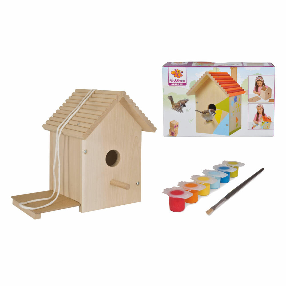 Eichhorn Outdoor Birdhouse for Painting, Wooden House, Birds, Bird Box, 6 Colors, 100004581