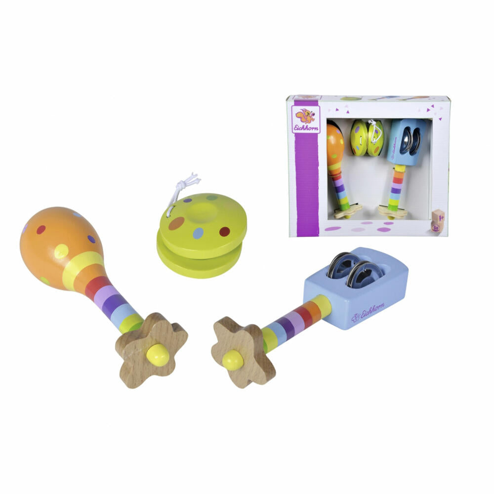 Eichhorn Music Set with Maracas, 3-piece, Rattle, Castanet, Maraca, Instruments, Children, Toys, 100003484