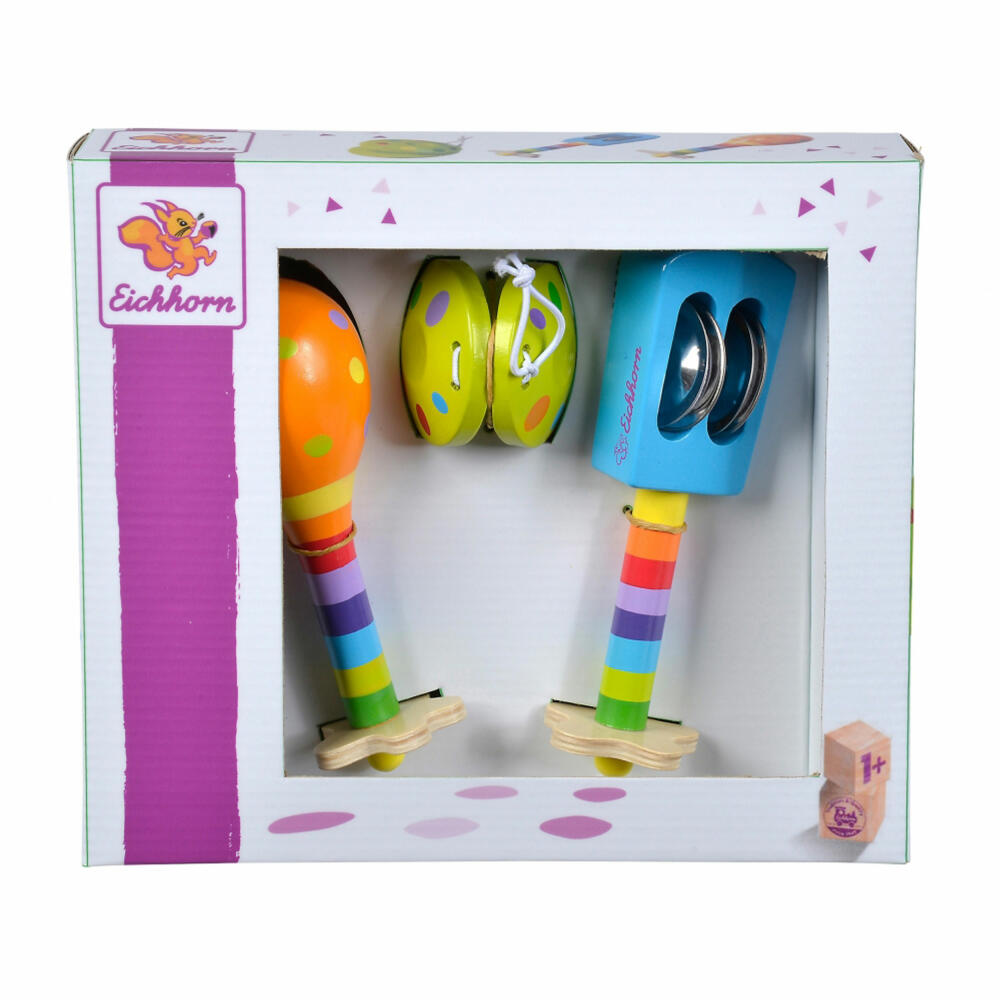 Eichhorn Musik Set mit Maracas, 3-tlg., Rassel, Kastagnette, Maraca, Instrumente, Kinder, Spielzeug, 100003484