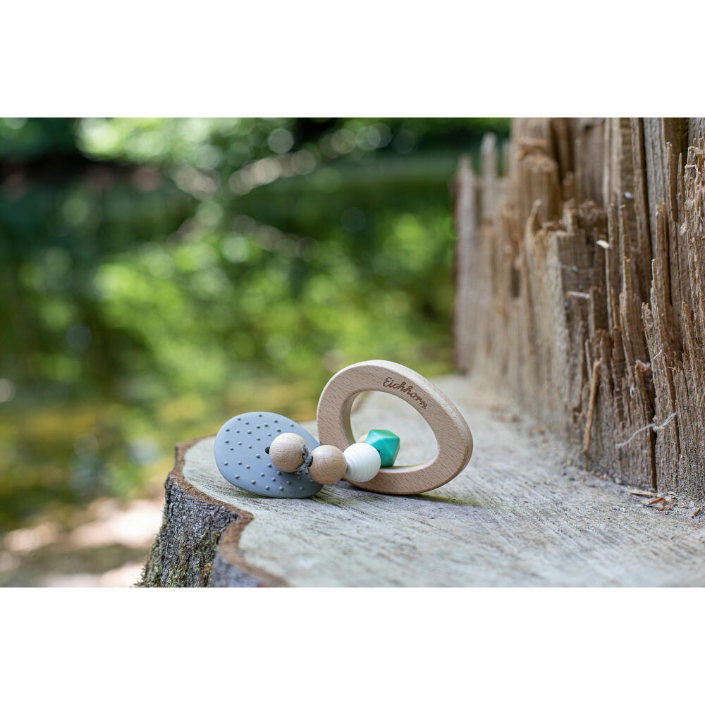Eichhorn Baby Pure teething ring, grasping toy, chewing ring, baby toy, baby toy, from 3 months, wood / silicone, 100005712