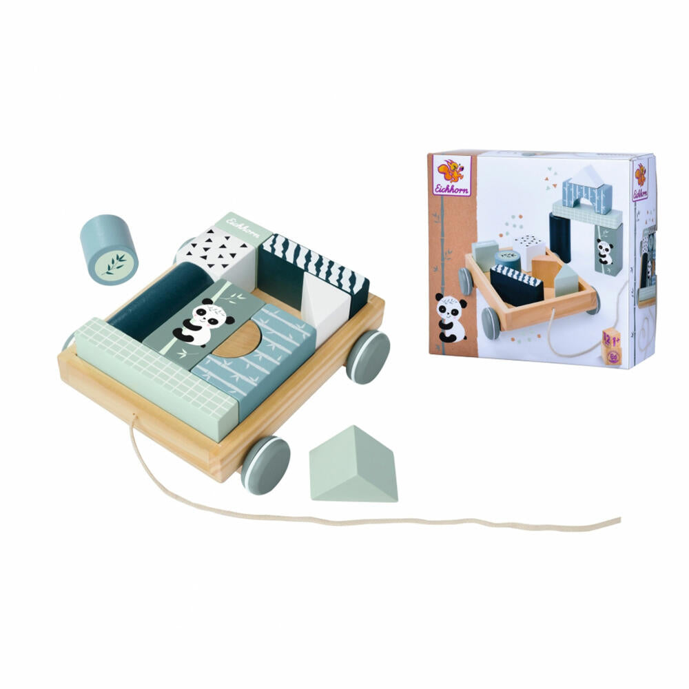 Eichhorn construction wagon, building blocks, wooden building blocks, pull-along toy, toy, 100003800