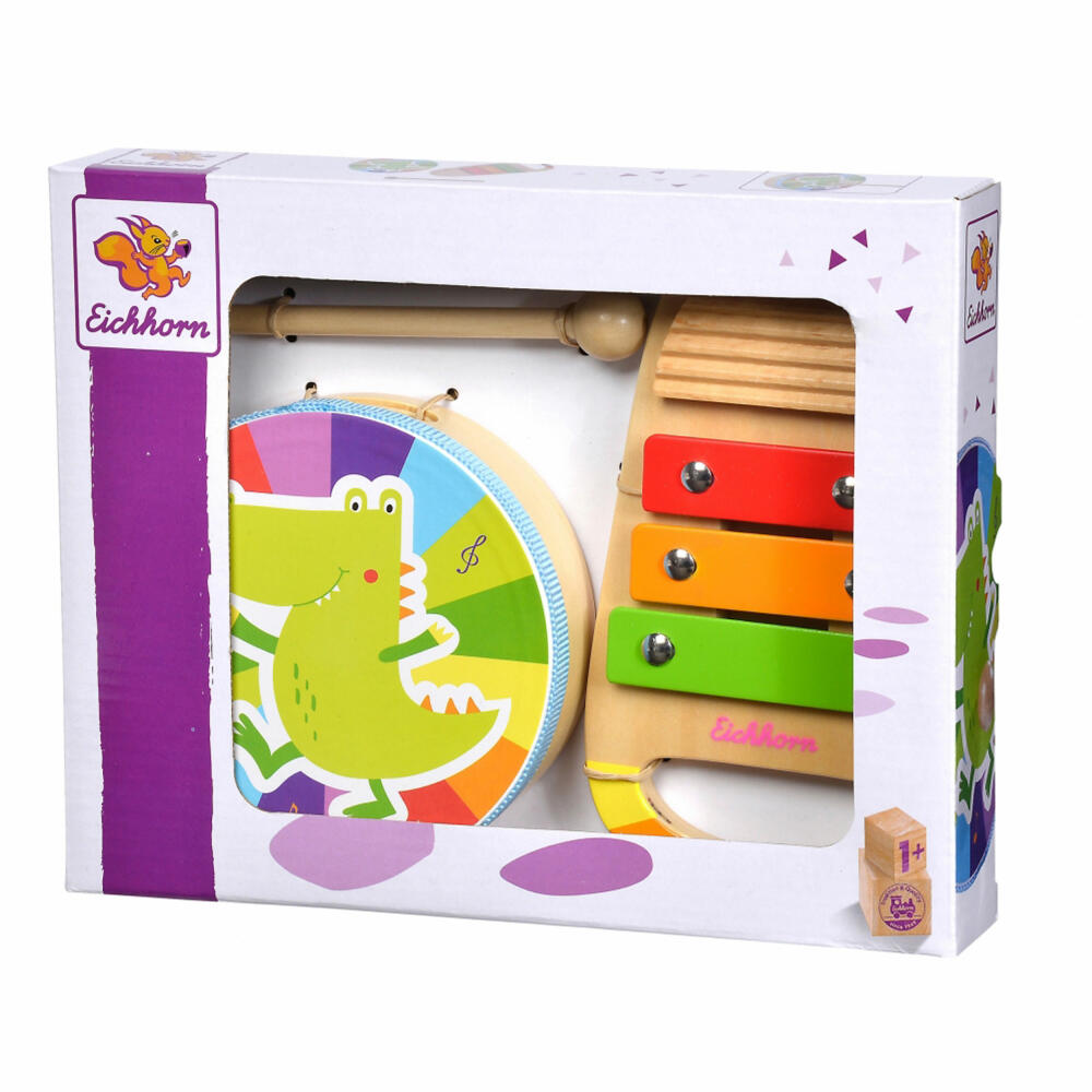 Eichhorn Music Set Drum and Xylo, 2-piece, Hand Drum, Xylophone, Musical Instrument, Children, 100003490