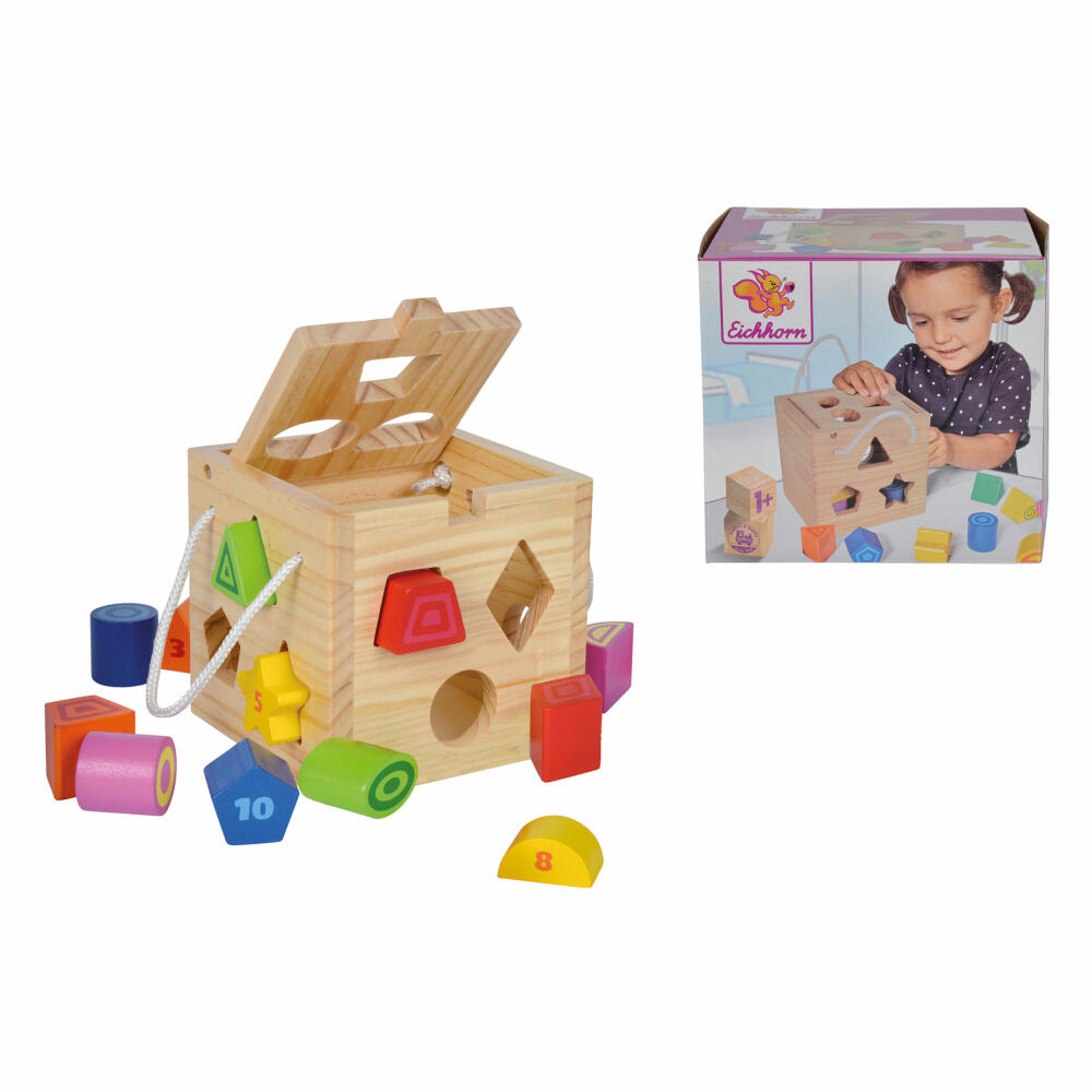 Eichhorn plug-in cube, motor skills game, plug-in building blocks, toy, wood, 100002092