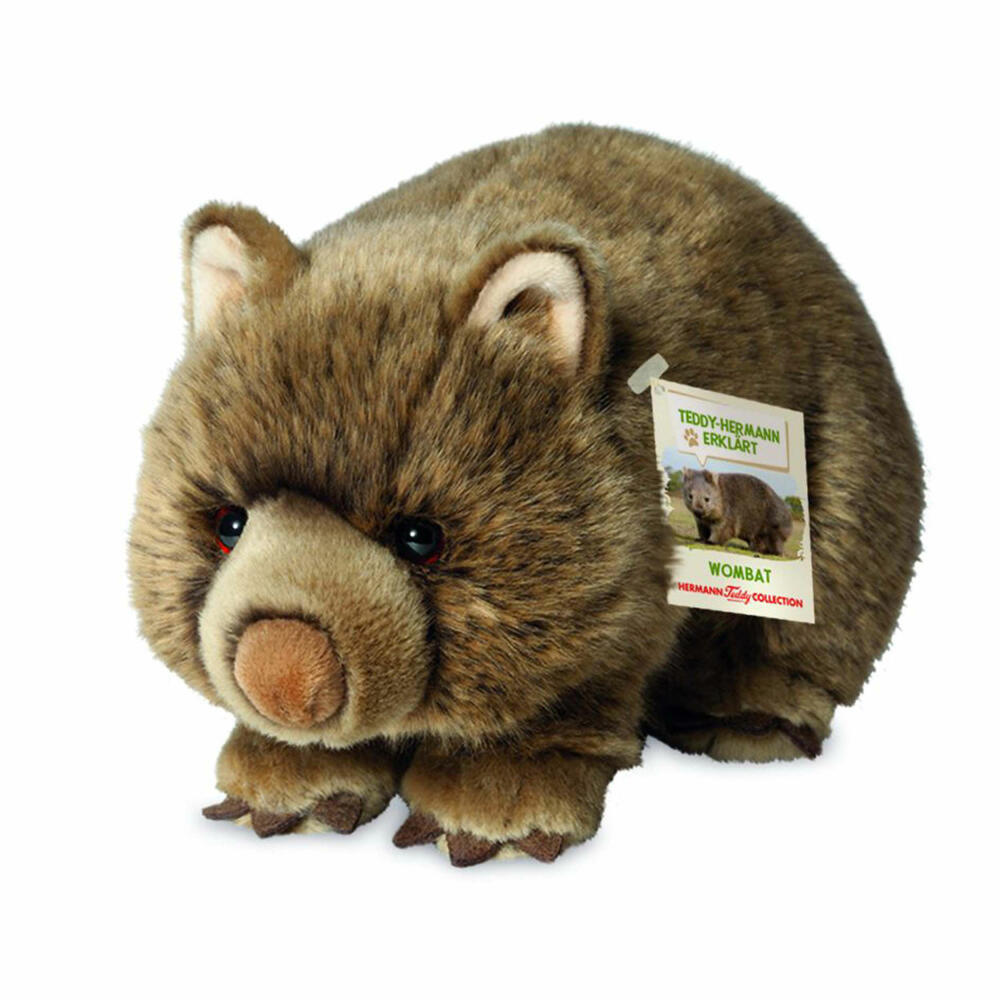 Teddy Hermann Wombat, cuddly toy, stuffed toy, plush toy, wild animal, special edition Teddy-Hermann explains, plush, brown, 26 cm, 91426