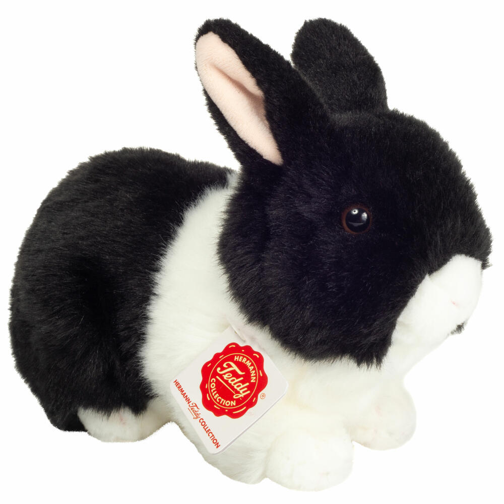 Teddy Hermann Rabbit, Cuddly Toy, Stuffed Toy, Plush Toy, Domestic and Farm Animal, Black and White, 23 cm, 937340