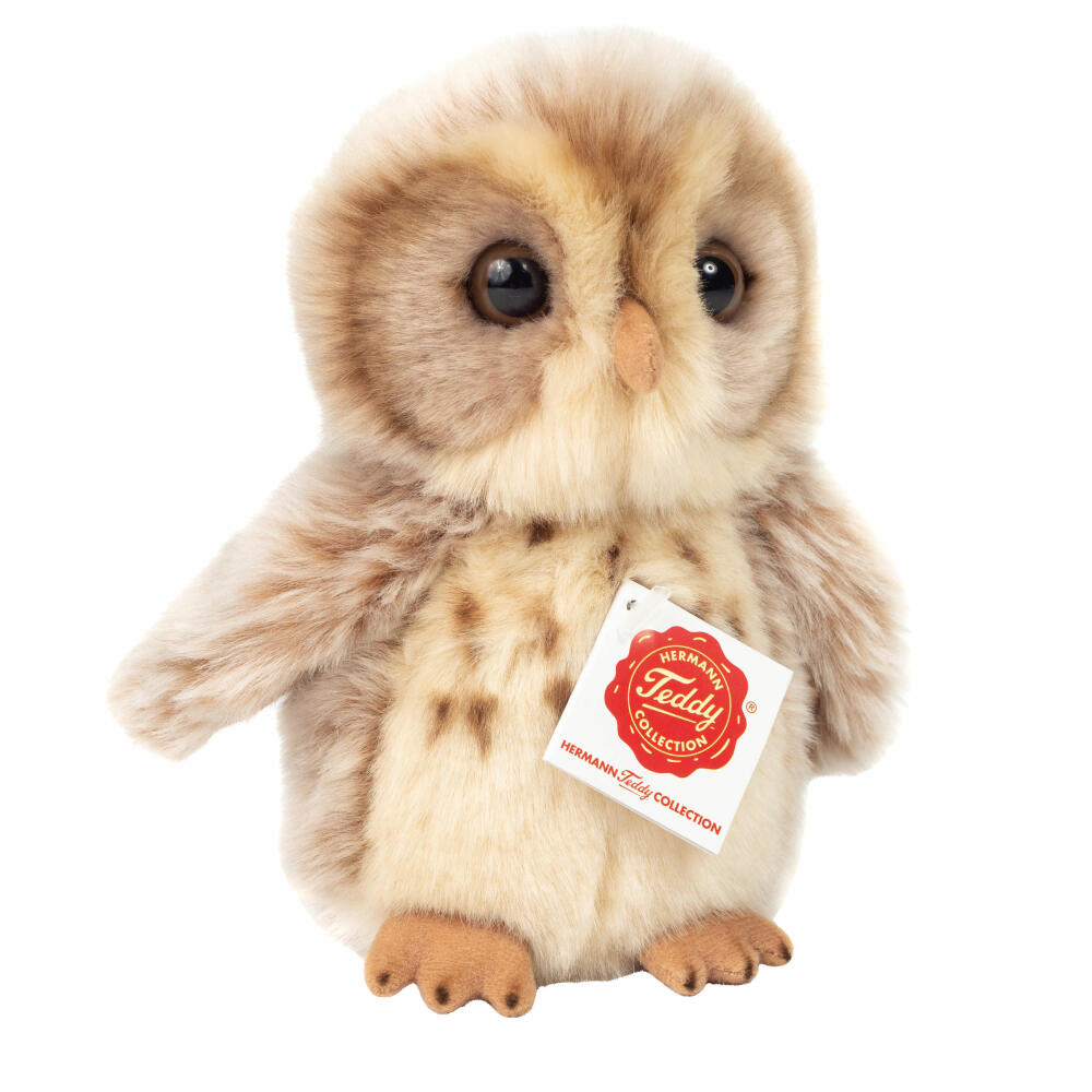 Teddy Hermann Owl, cuddly toy, stuffed toy, plush toy, forest animal, plush, light brown, 16 cm, 941705
