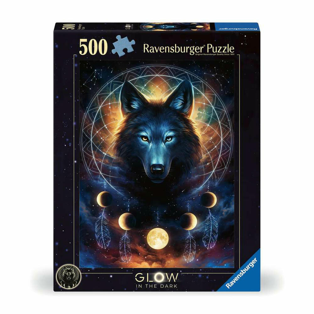Ravensburger Puzzle Leuchtender Wolf, Erwachsenenpuzzle, 500 Teile, 12000442