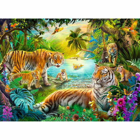 Ravensburger Tigerfamilie in der Oase, Puzzle, Erwachsenenpuzzle, 500 Teile, 12001384