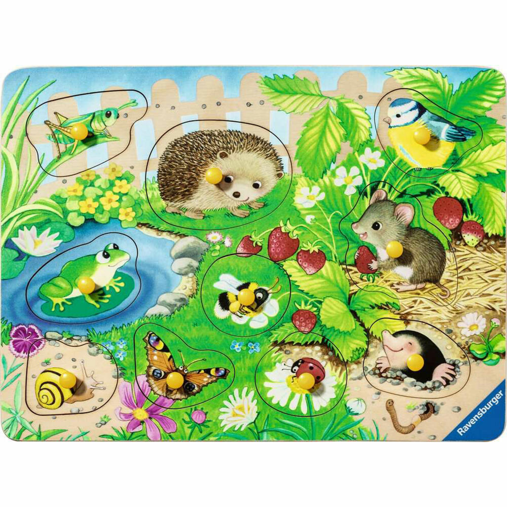 Ravensburger my first wooden puzzles Meine Gartenfreunde, Puzzle, Kinderpuzzle, 10 Teile, ab 2 Jahren, 12004040