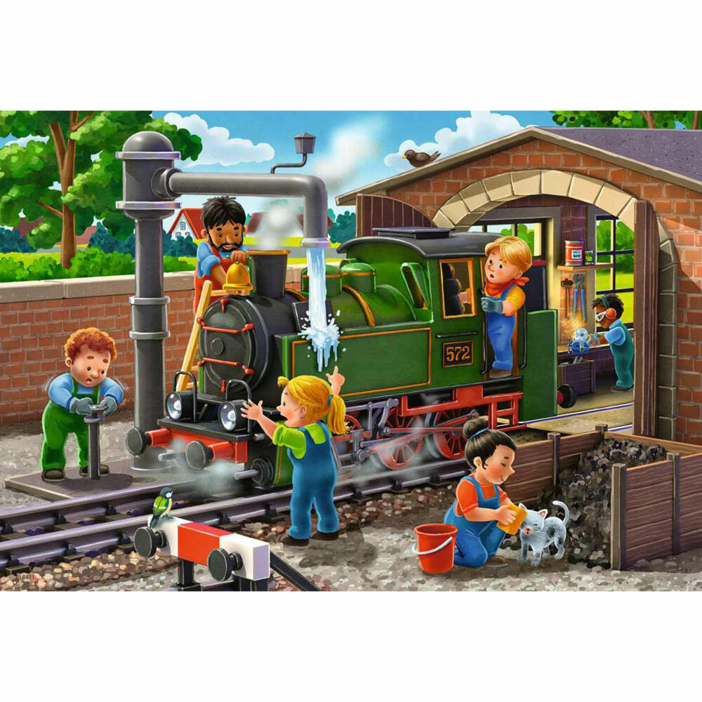 Ravensburger Eisenbahn- und Flugzeugservice, Puzzle, Kinderpuzzle, 2 x 24 Teile, 12004044