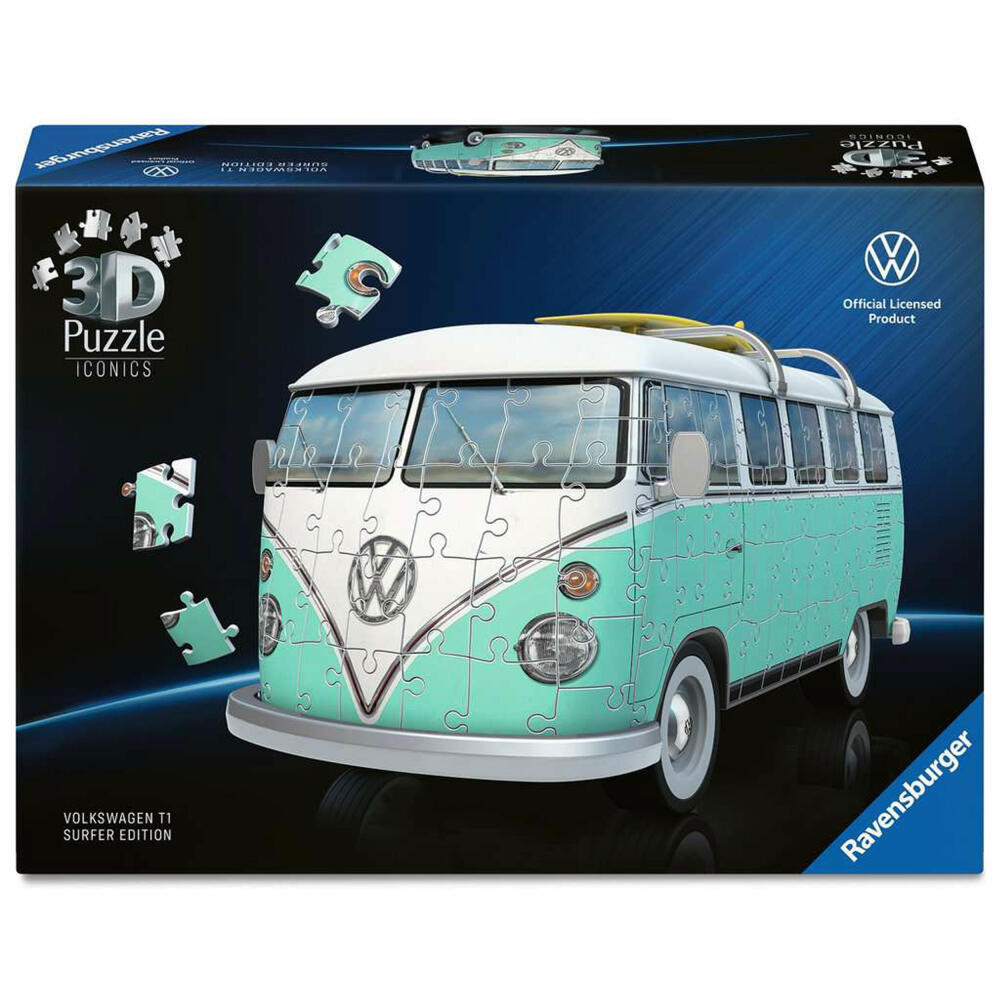 Ravensburger 3D Puzzle Iconics Volkswagen T1, Puzzle, Modell, 162 Teile, ab 8 Jahren, 12008035
